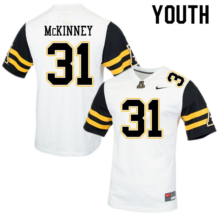 Youth #31 Dyvon McKinney Appalachian State Mountaineers College Football Jerseys Sale-White